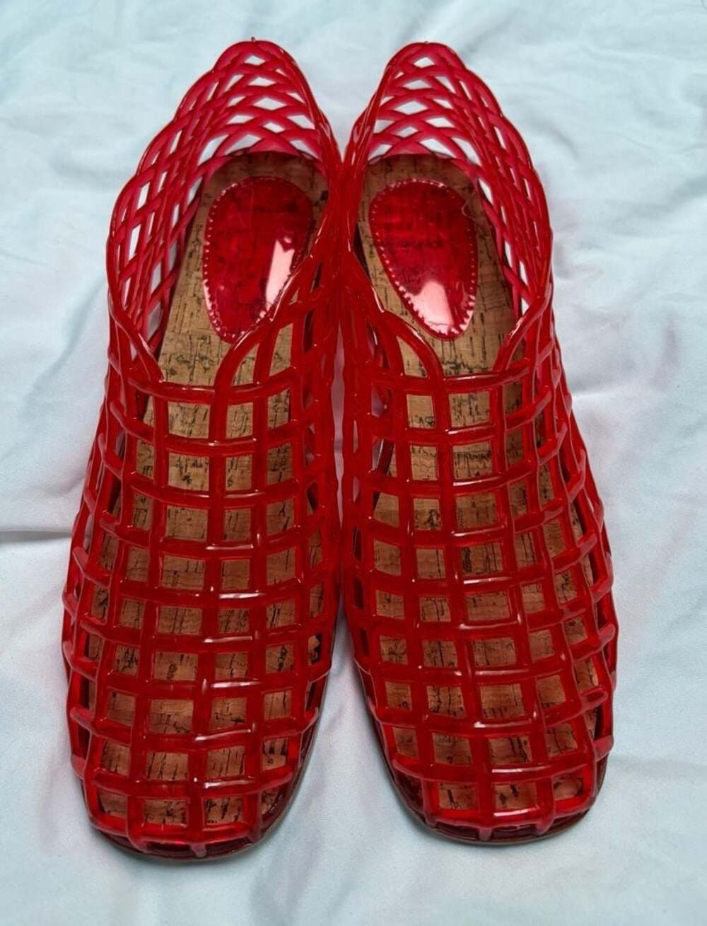 Red Jelly Mesh Ballet Flats